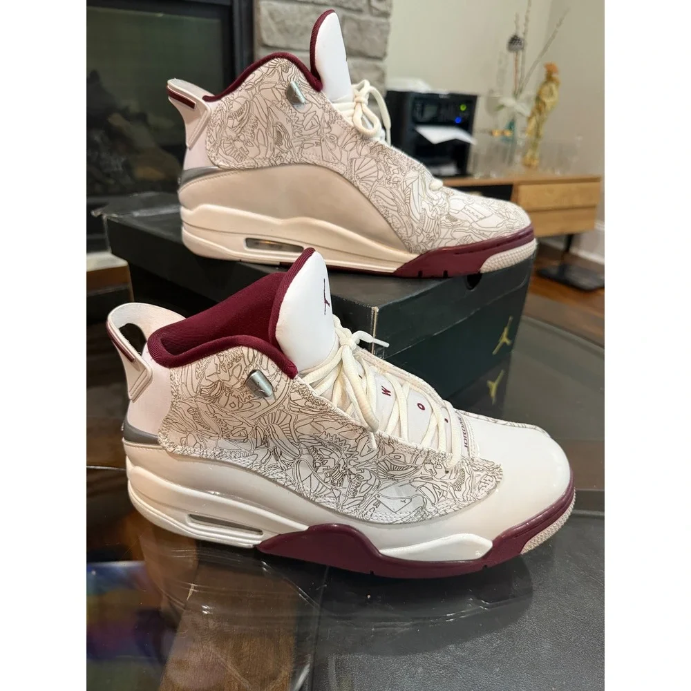 Jordan Dub Zero White Bordeaux Laser Etched Mens Basketball Shoes Size 10.5
